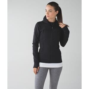 Lululemon Jacket Womens 6 inFlux Reversible Black Hooded Full Zip Thumb Holes